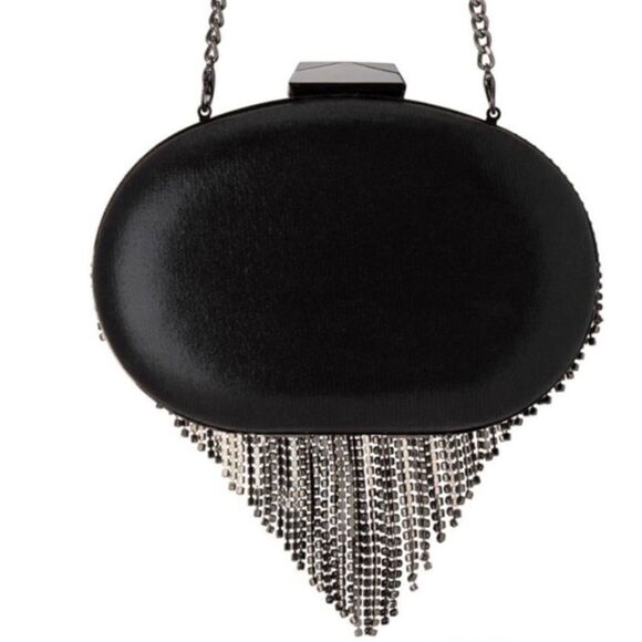 Olga Berg Bria Crystal Fringe Clutch in Black. Gorgeous! New with tags. - Picture 4 of 11